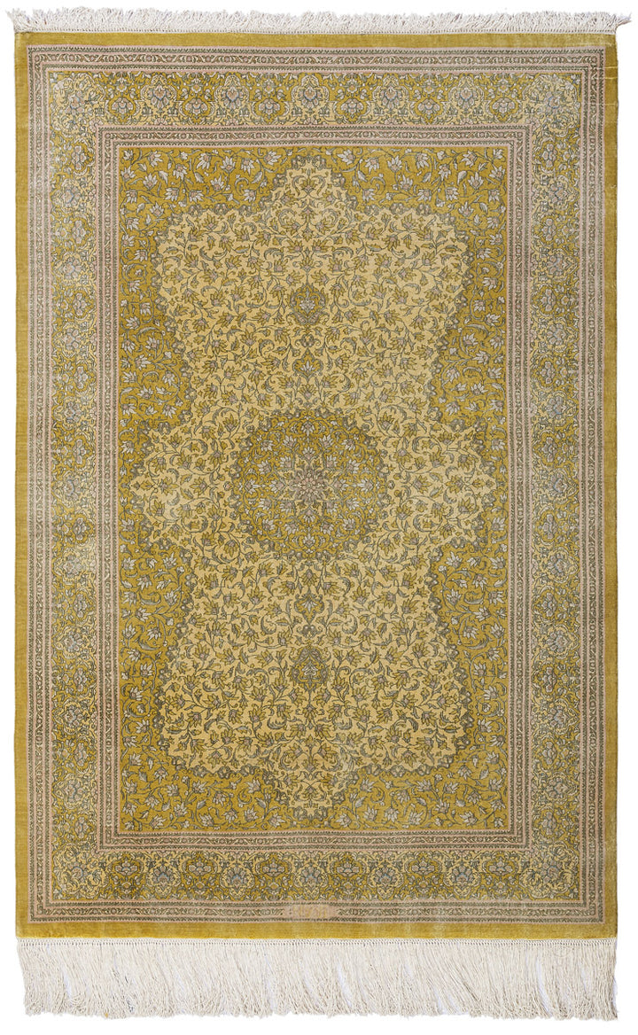 GOLDEN Signed Qum Silk 145x96cm