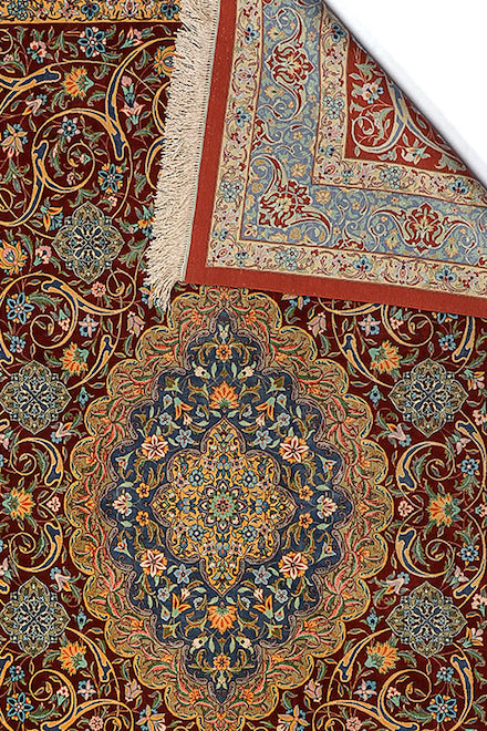 BORDEAUX Signed Qum Silk 200x130cm