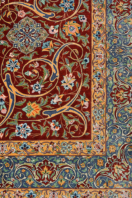 BORDEAUX Signed Qum Silk 200x130cm