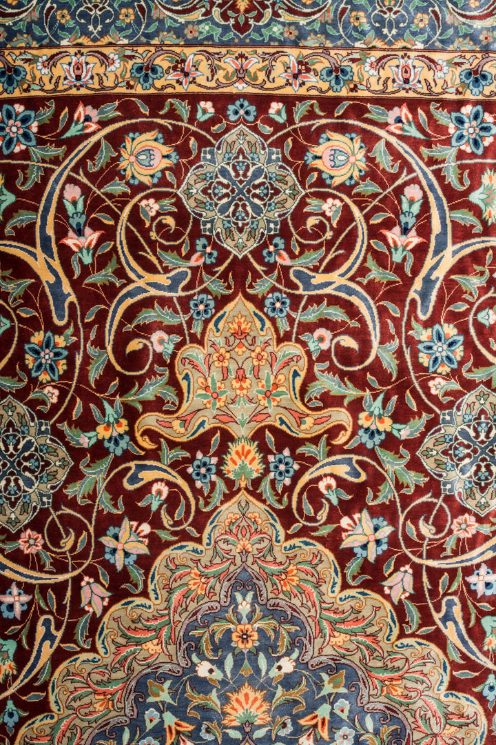 BORDEAUX Signed Qum Silk 200x130cm