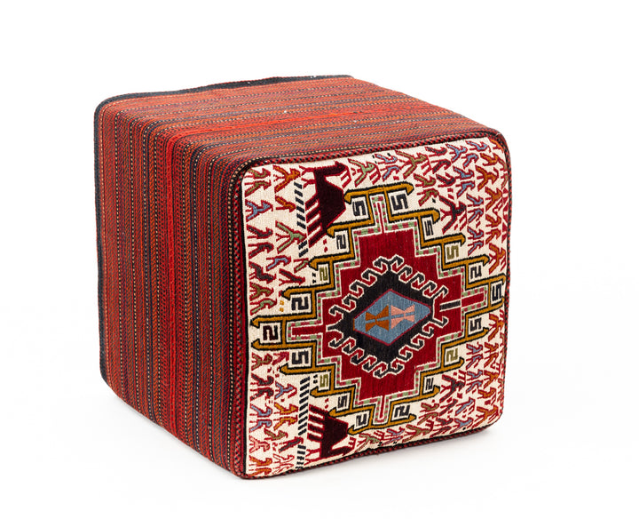 KEN Vintage Silk Ottoman 50x48x46cm