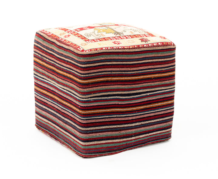 ELIANA Vintage Silk Ottoman 50x48x46cm