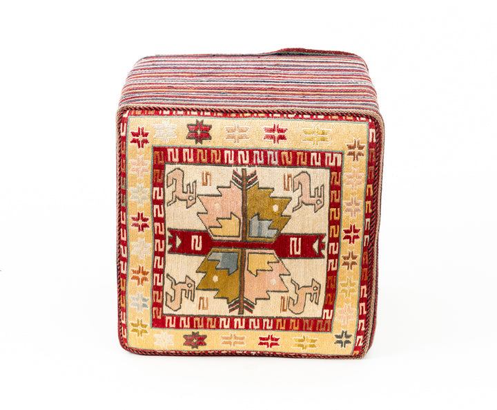 ELIANA Vintage Silk Ottoman 50x48x46cm