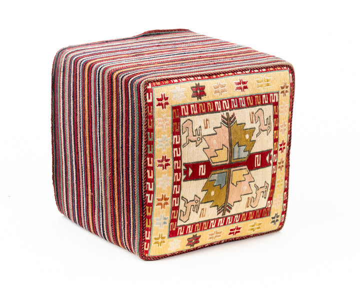 ELIANA Vintage Silk Ottoman 50x48x46cm