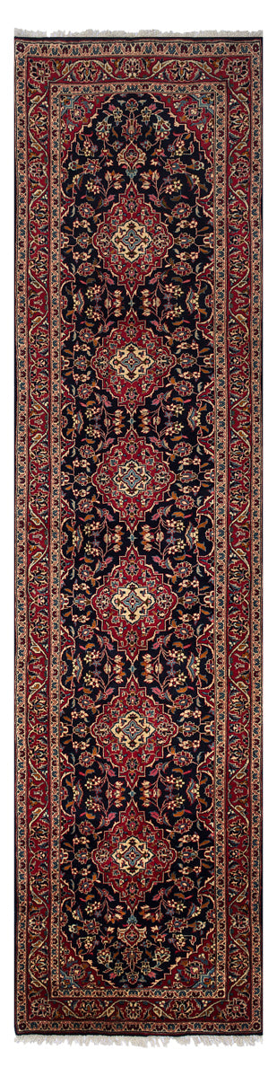 LUNA Persian Kashan Navy Runner 398x100cm Front