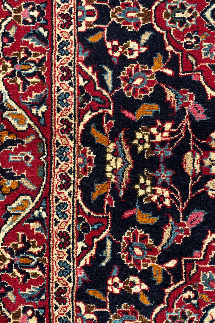 LUNA Persian Kashan Navy Runner 398x100cm Close