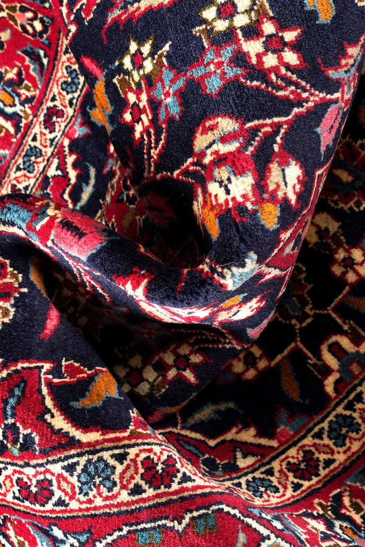 LUNA Persian Kashan Navy Runner 398x100cm Close