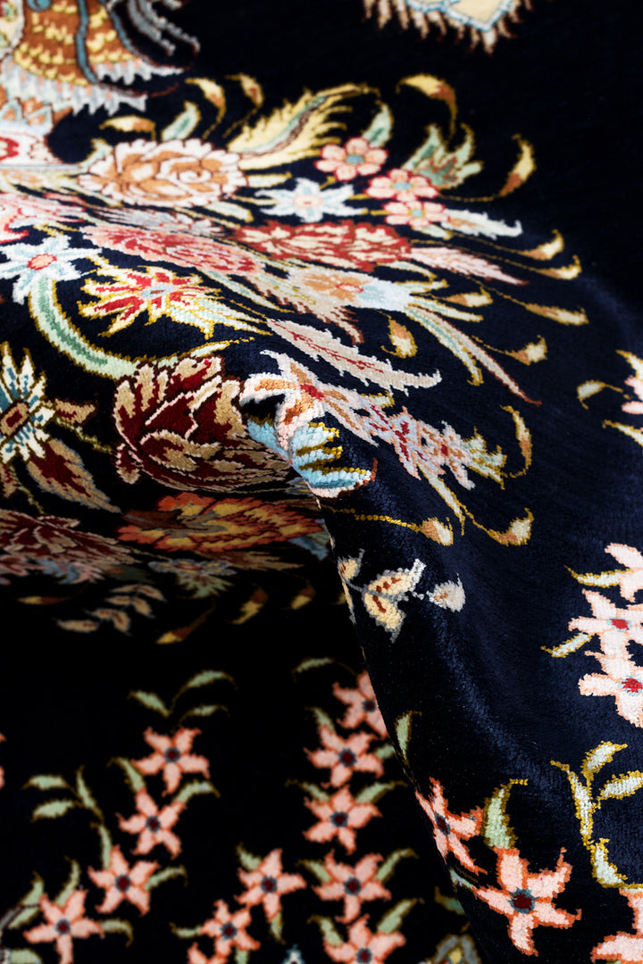 MIDNIGHT Persian Qum Silk 89x58cm