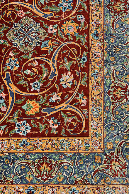 BORDEAUX Signed Persian Qum Silk 200x130cm