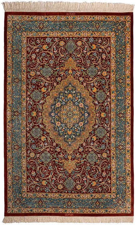 BORDEAUX Persian Qum Silk 200x130cm