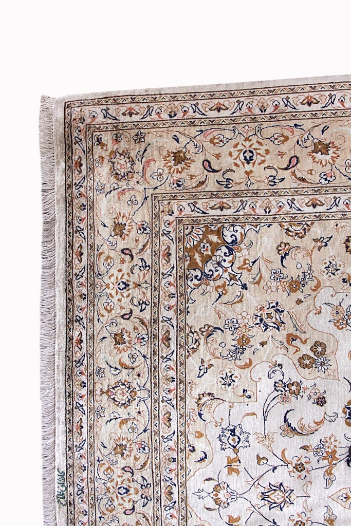 RUBIE Signed Vintage Persian Kashan Silk 194x134cm