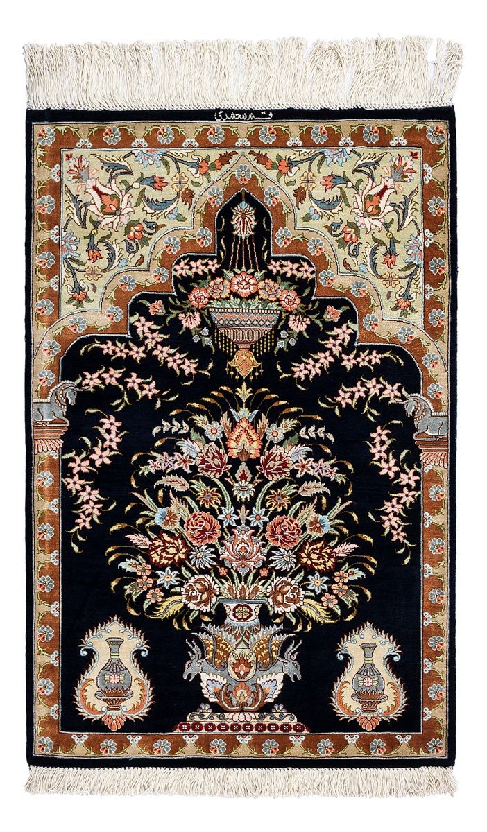 MIDNIGHT Persian Qum Silk 89x58cm